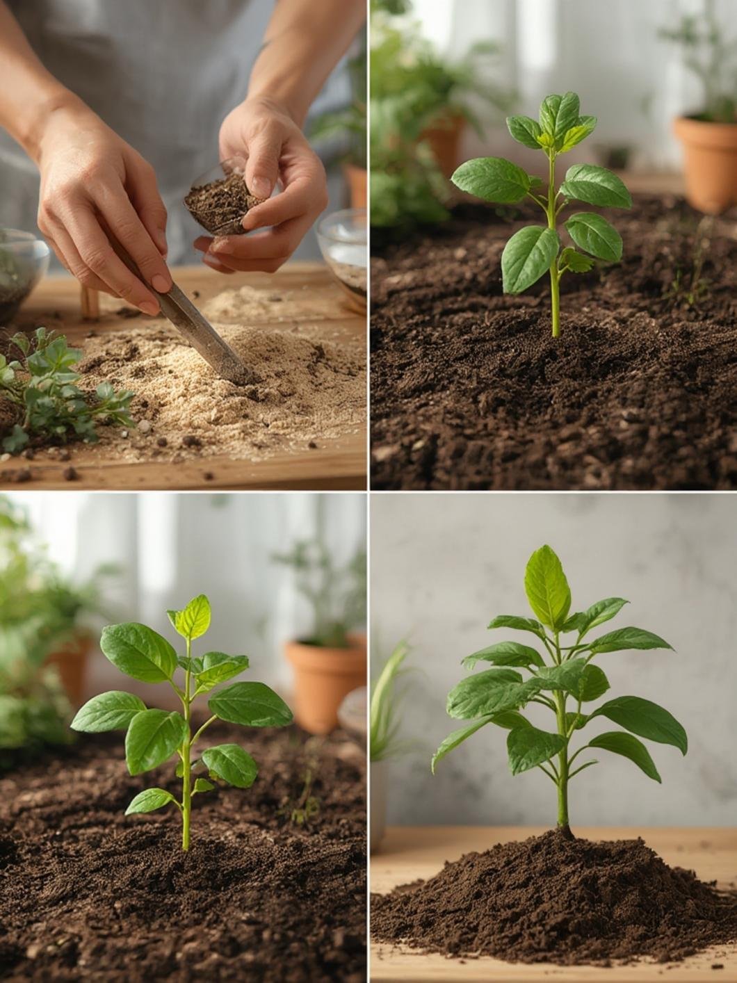 Aplicación de fertilizante orgánico en plantas