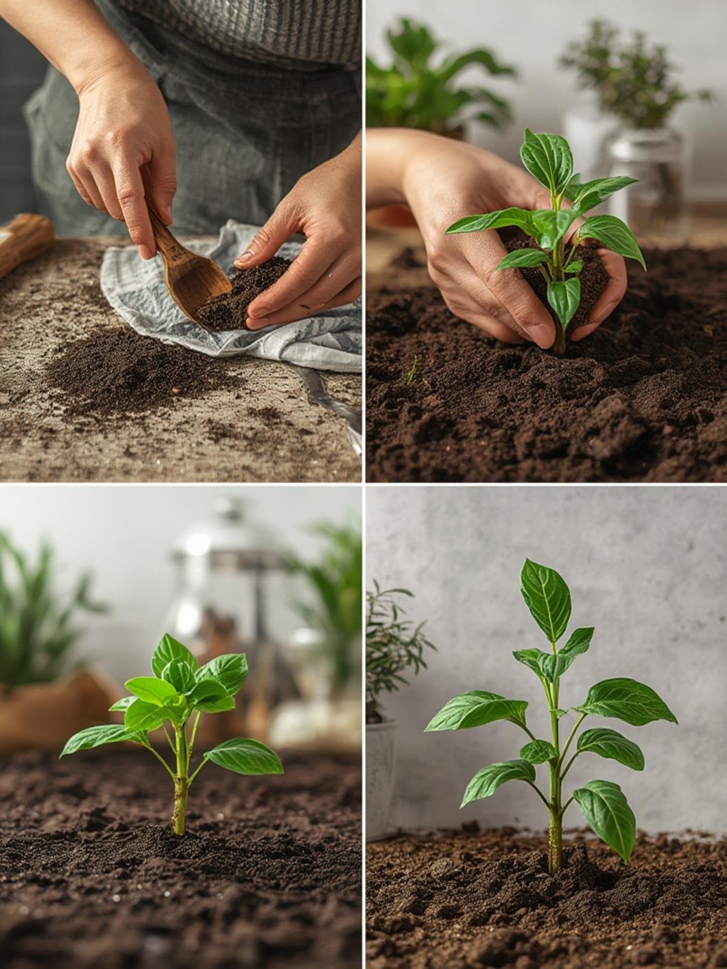 Plantando semillas en huerto principiante