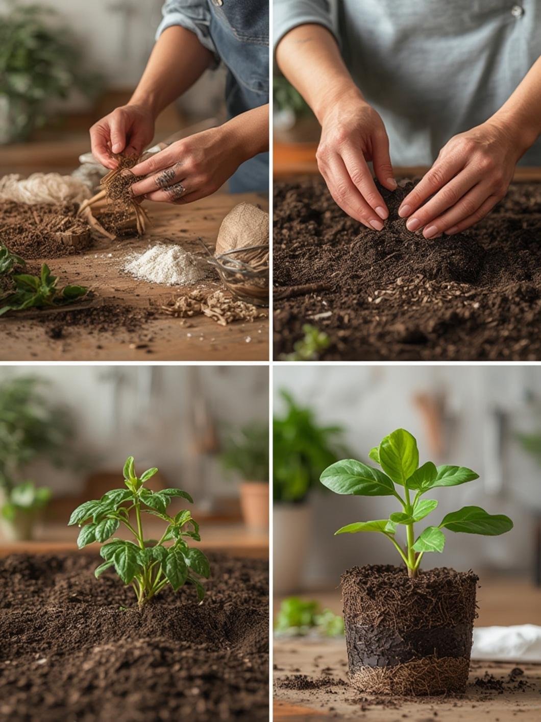 Plantando semillas en macetas
