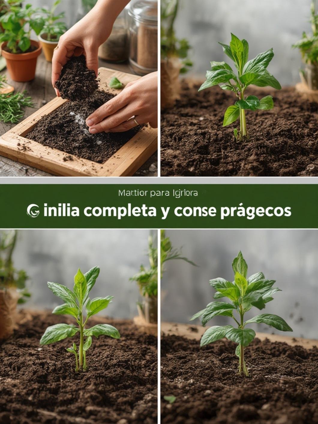 Tierra para macetas con herramientas